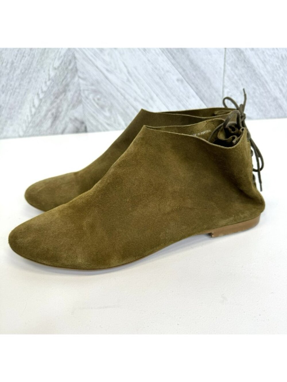 Shoe the Bear Suede Ankle Booties Shoes Back Lace Olive Green Women EU 41 US 10 - Picture 4 of 10
